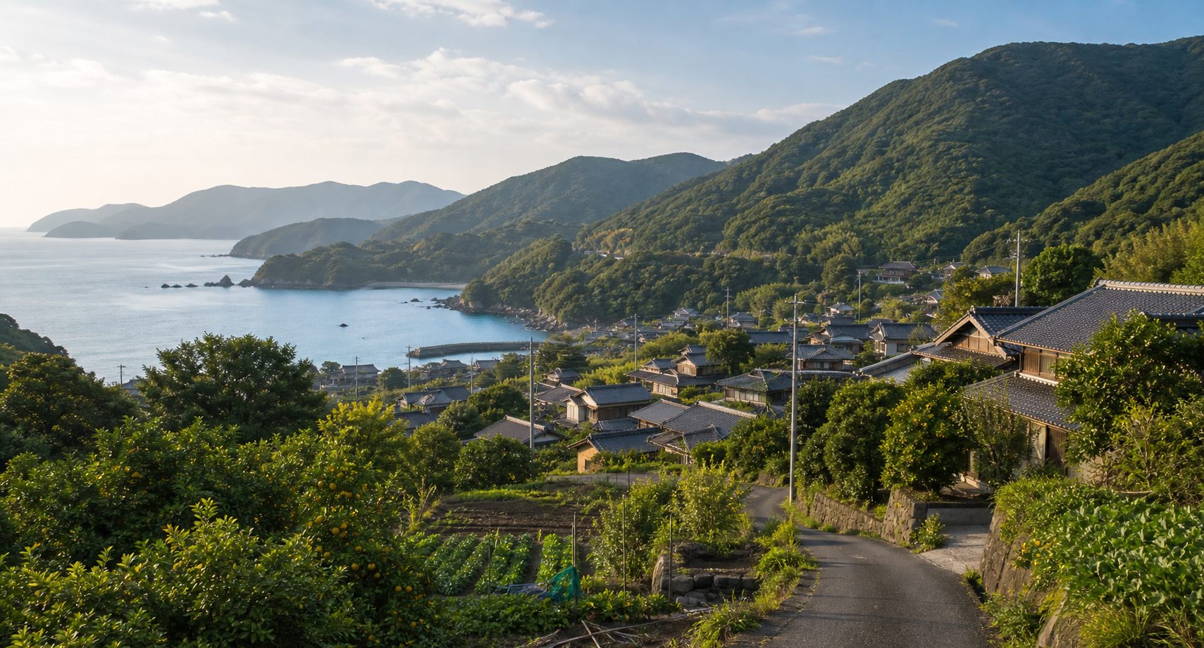 海と山と果樹のある紀南の田舎暮らしのイメージ風景